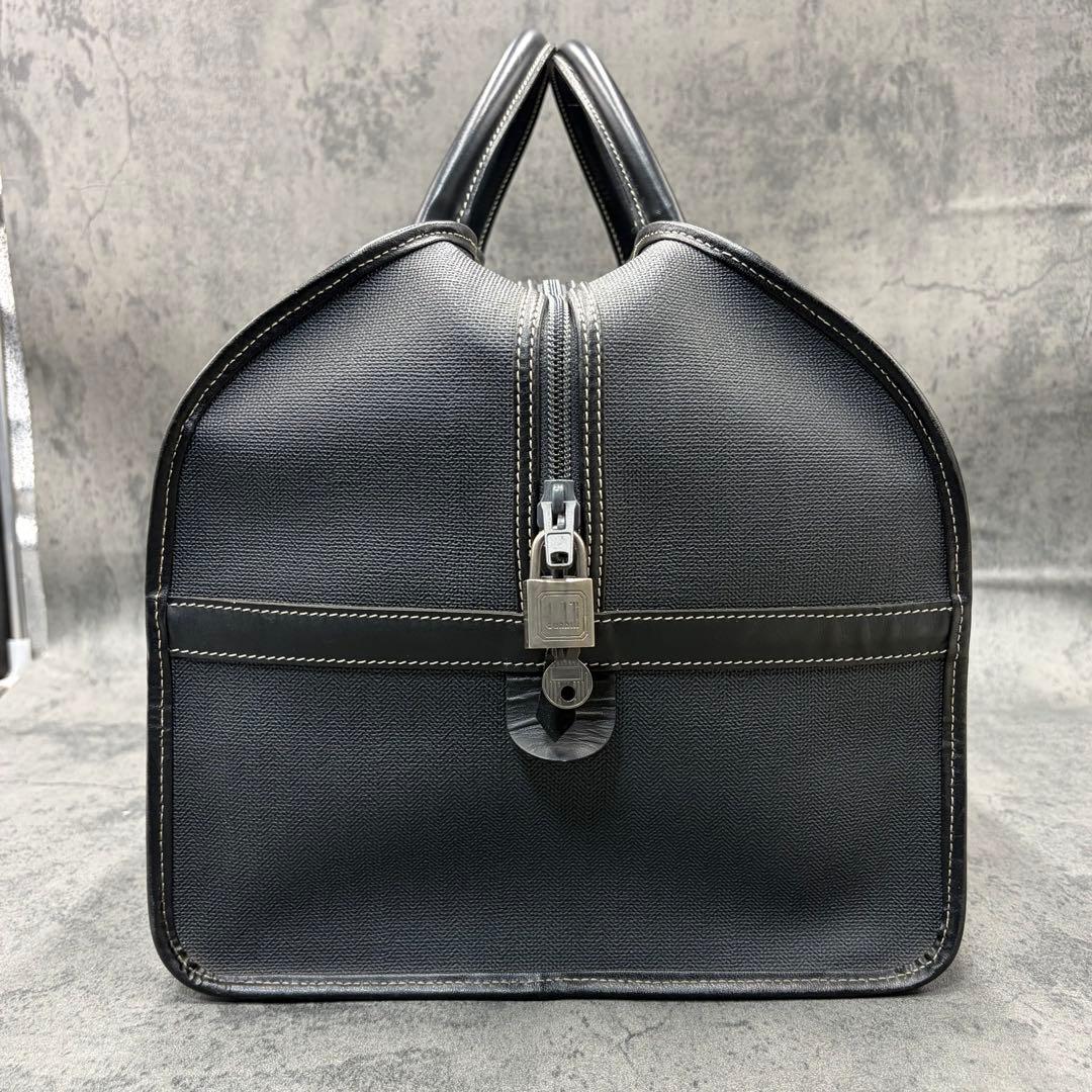 美品 ダンヒル ボストンバッグ PVC レザー 南京錠 旅行鞄 ハンド メンズ