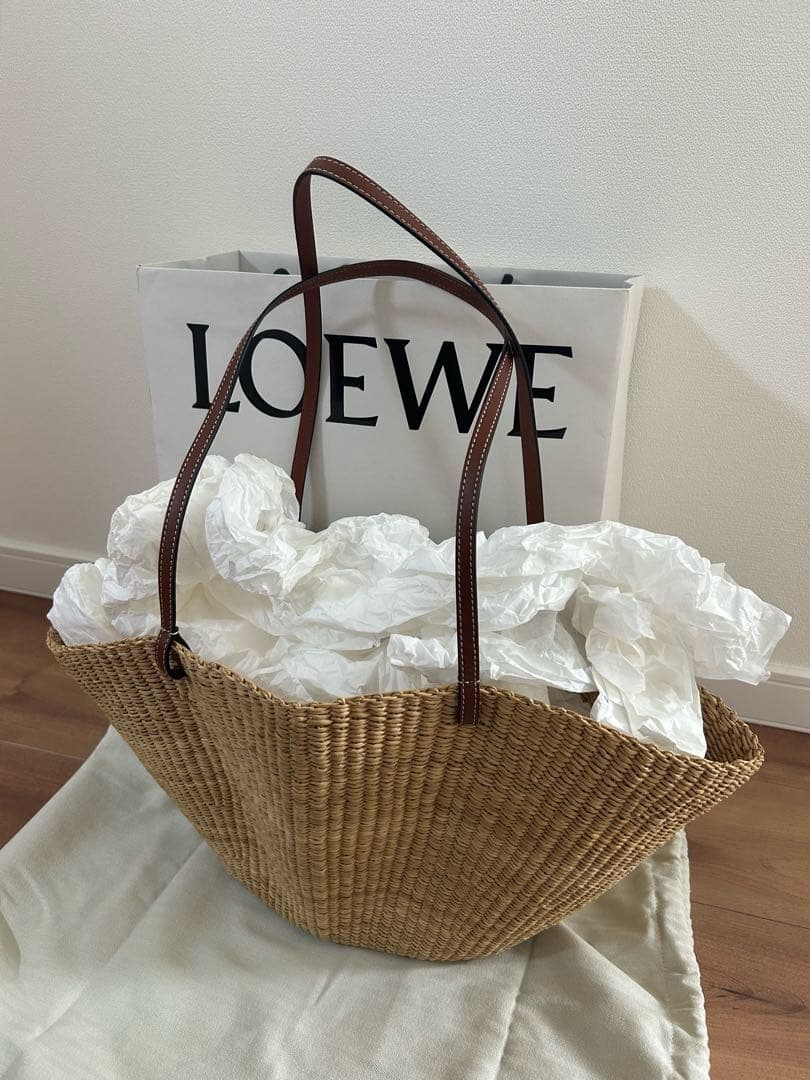 【新品】LOEWE かごバック　シェルバスケット　スモール　アナグラム