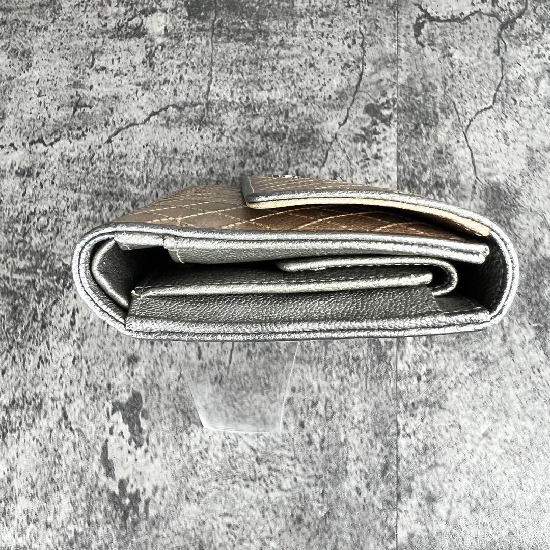 CHANEL ビコローレ レザー 三つ折り 長財布 ココマーク