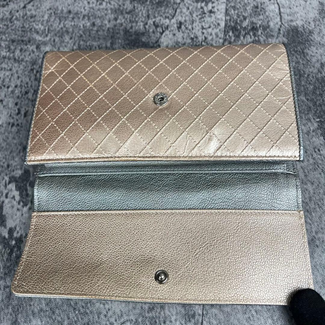 CHANEL ビコローレ レザー 三つ折り 長財布 ココマーク