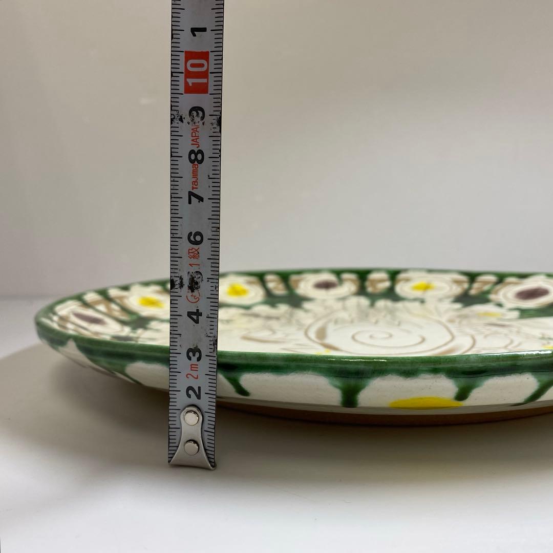 加藤卓男　幸兵衛窯　ペルシア三彩鳥文大皿　共箱　直径約30㎝　東Y7-0210②