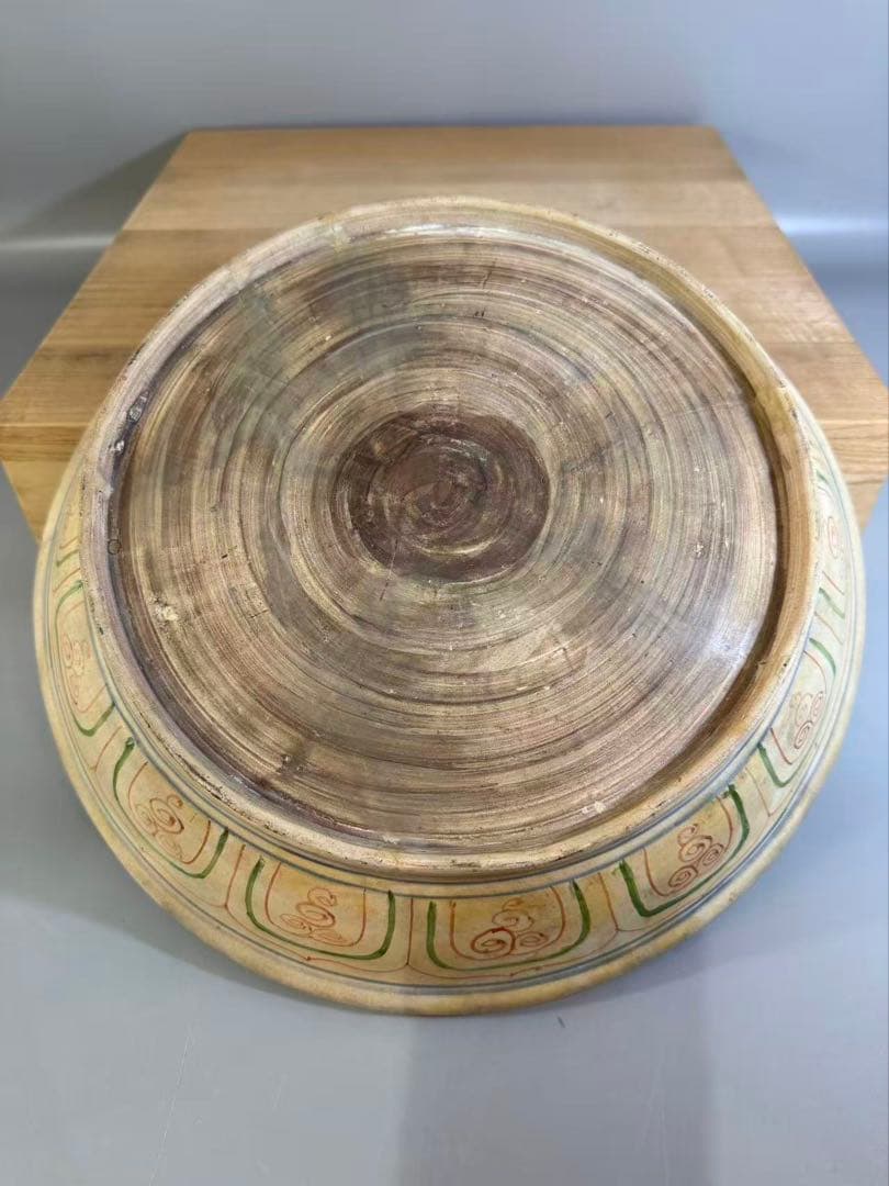 DT517 古陶磁器 安南 赤絵 皿 経33cm 古美術