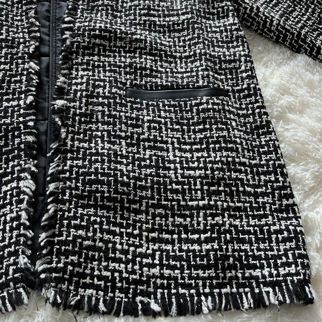 大きいサイズ☆ICB アイシービー☆ライトツイードノーカラージャケット ウール混