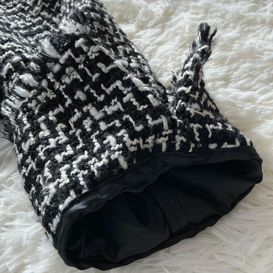 大きいサイズ☆ICB アイシービー☆ライトツイードノーカラージャケット ウール混