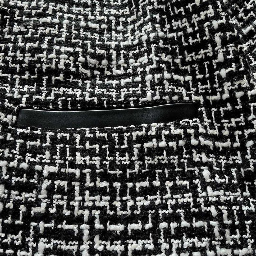 大きいサイズ☆ICB アイシービー☆ライトツイードノーカラージャケット ウール混