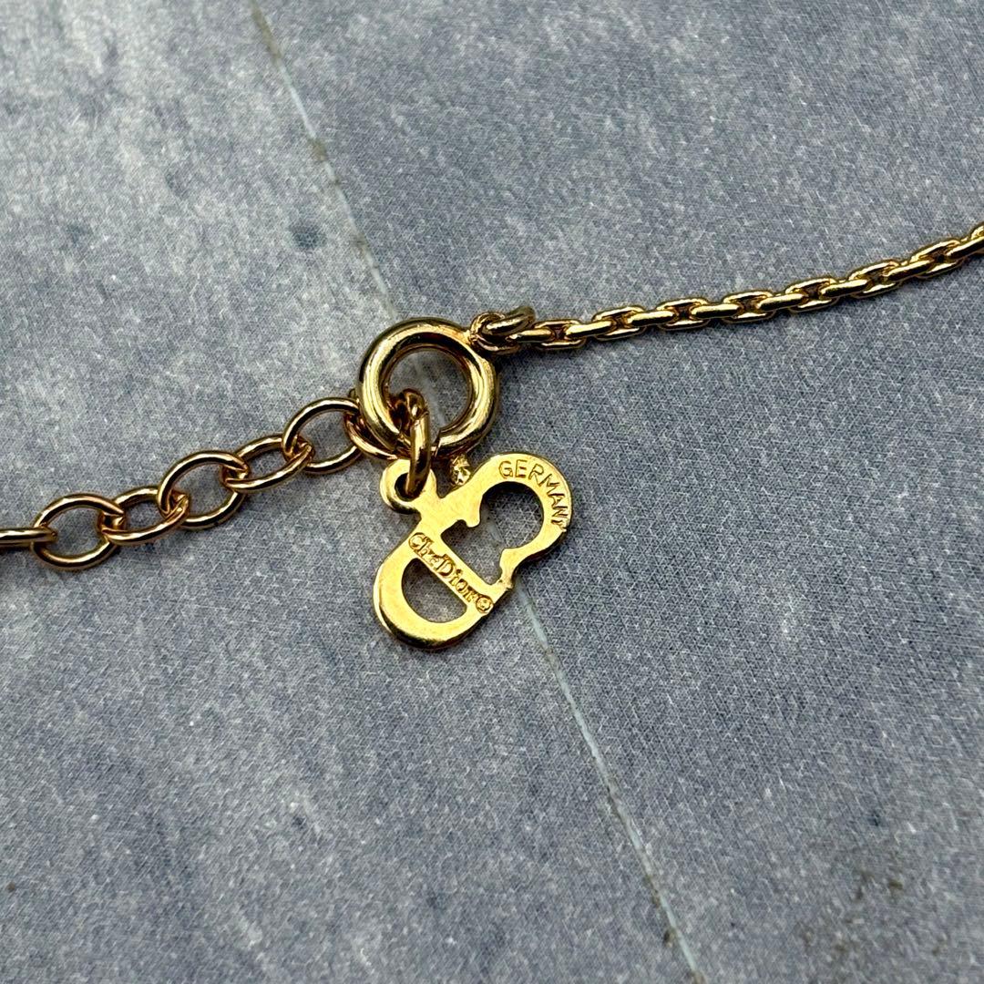 美品✨クリスチャンディオール CD ラインストーン ロゴ ゴールド ネックレス