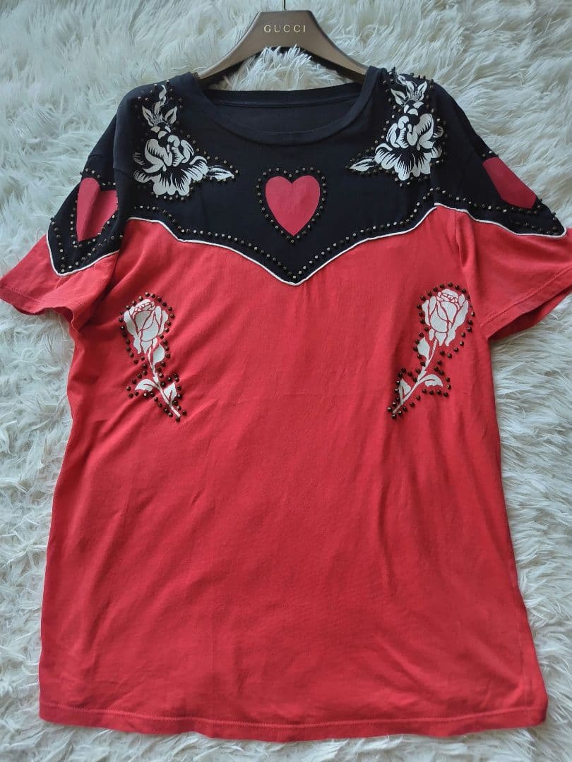 GUCCI ウエスタンバイカラースタッズTシャツ ミケーレ　ハート　バラ