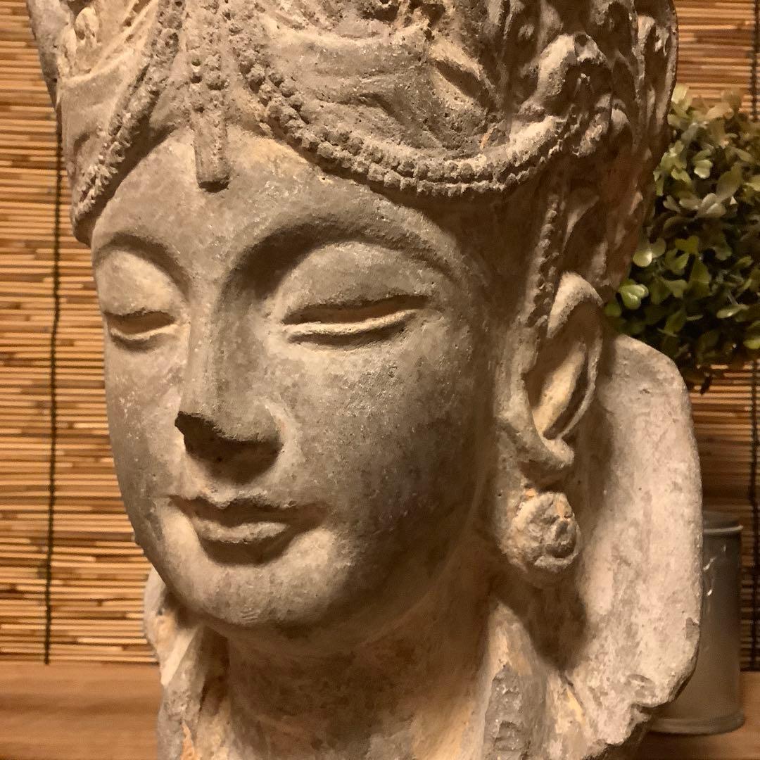 古玩・ギリシャ「アルカディア地方発掘・女神頭部」ペロポネソス半島・発掘出土・残欠