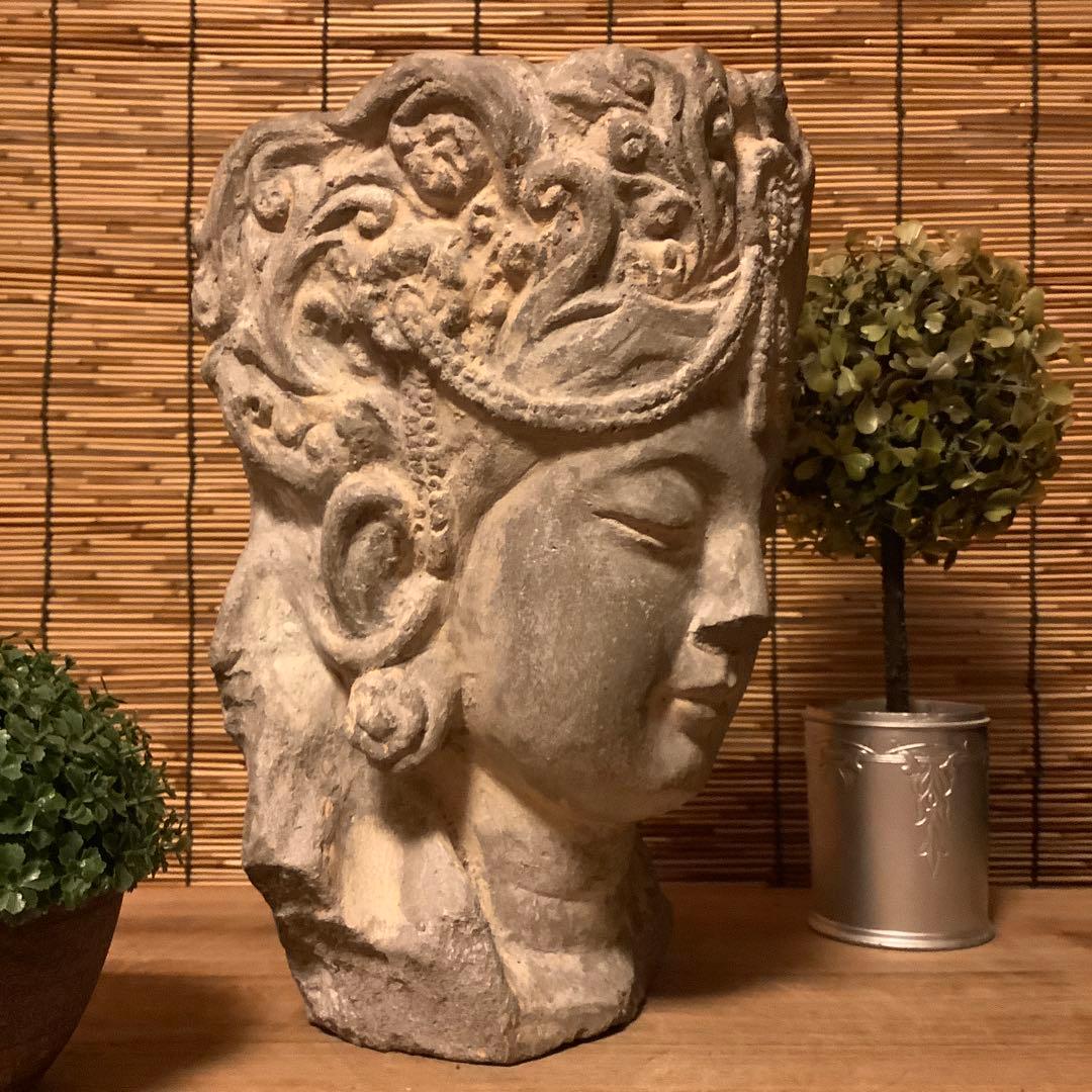 古玩・ギリシャ「アルカディア地方発掘・女神頭部」ペロポネソス半島・発掘出土・残欠