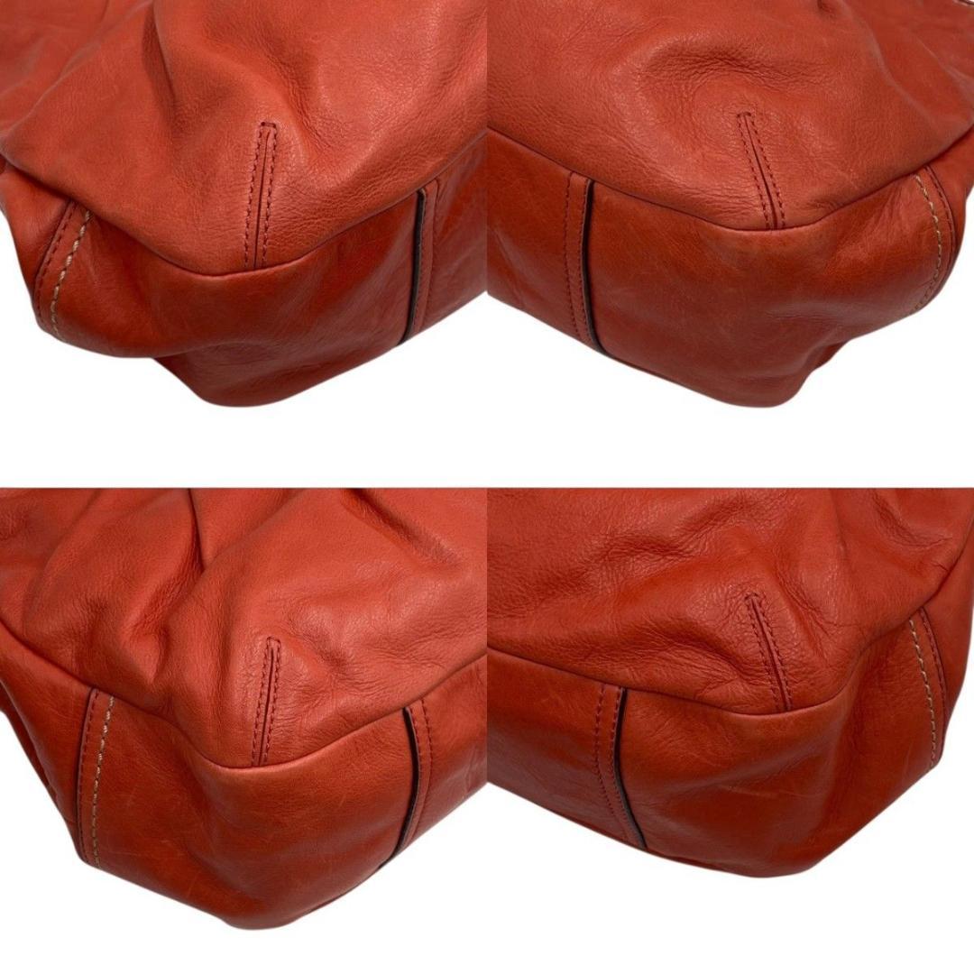 美品 コーチ トートバッグ ハンド レザー オレンジ 12248 がま口