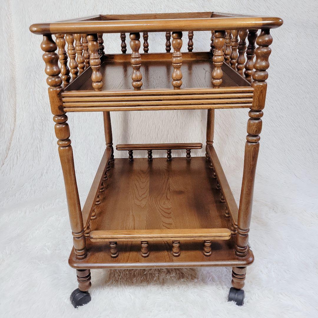 激レア レトロ✨オールド カリモク 木製 キッチンワゴン　キャスター付　2段