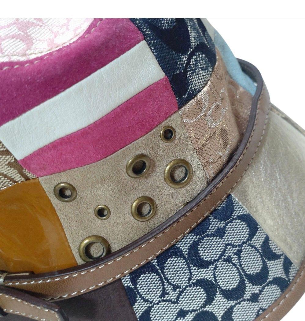 【極美品】COACH パッチワーク バケットハット シグネチャー　マルチカラー