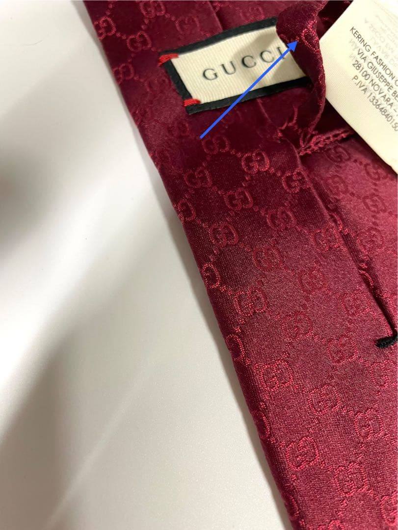 美品 グッチ ハイブランド ネクタイ 総柄 GG ボルドー レッド