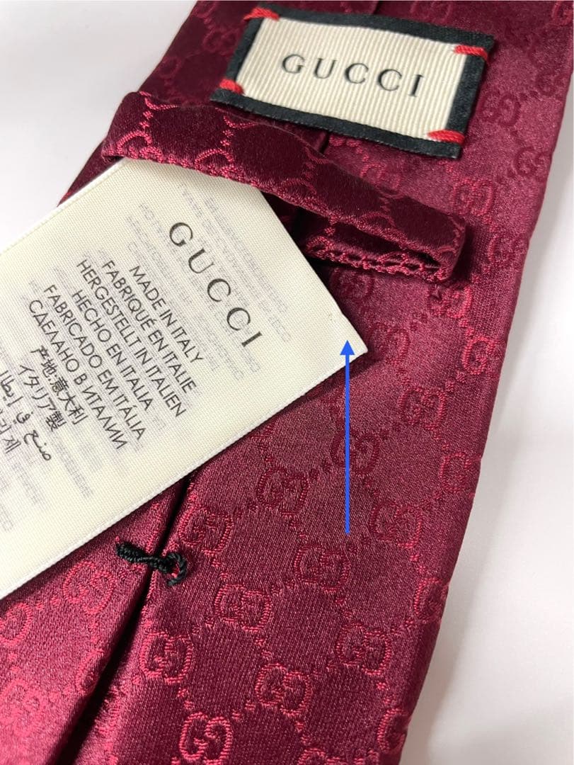 美品 グッチ ハイブランド ネクタイ 総柄 GG ボルドー レッド