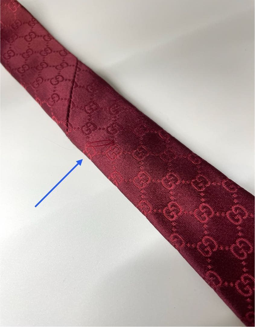 美品 グッチ ハイブランド ネクタイ 総柄 GG ボルドー レッド
