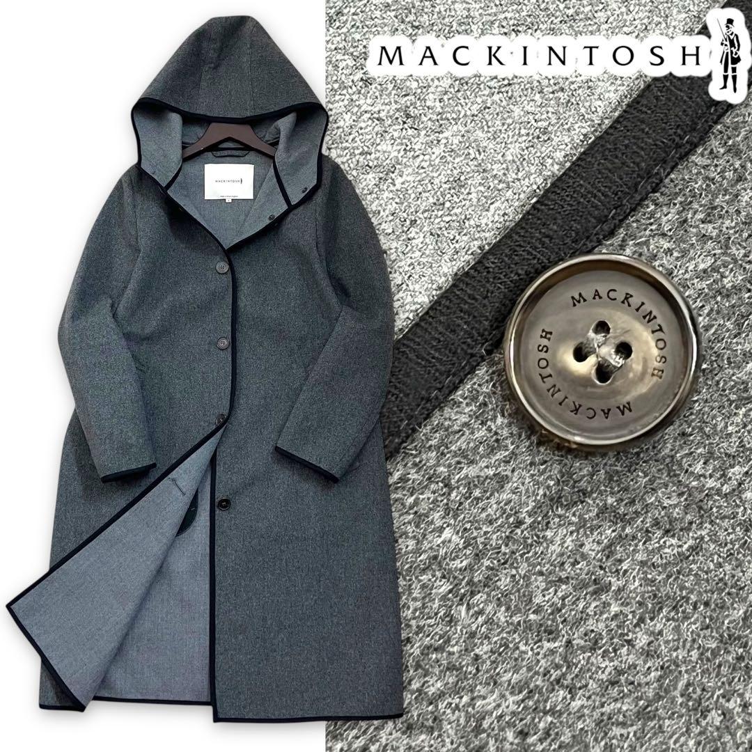 美品　現行　白タグ　マッキントッシュ　ダブルフェイス　ウール　フードロングコート