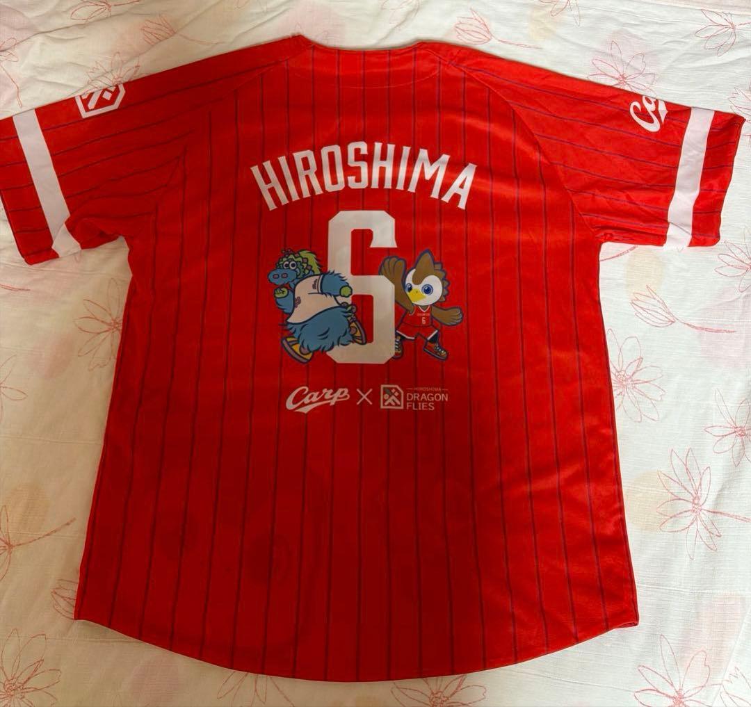 広島ドラゴンフライズ　 カープコラボ　ユニフォーム ベースボールシャツ　L