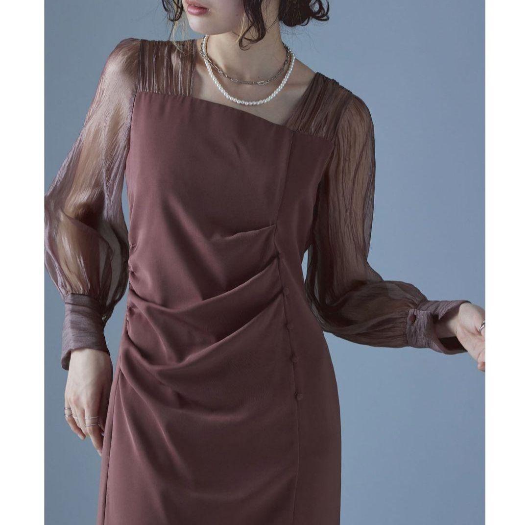 【極美品】エトル ドレープデザインIラインドレス