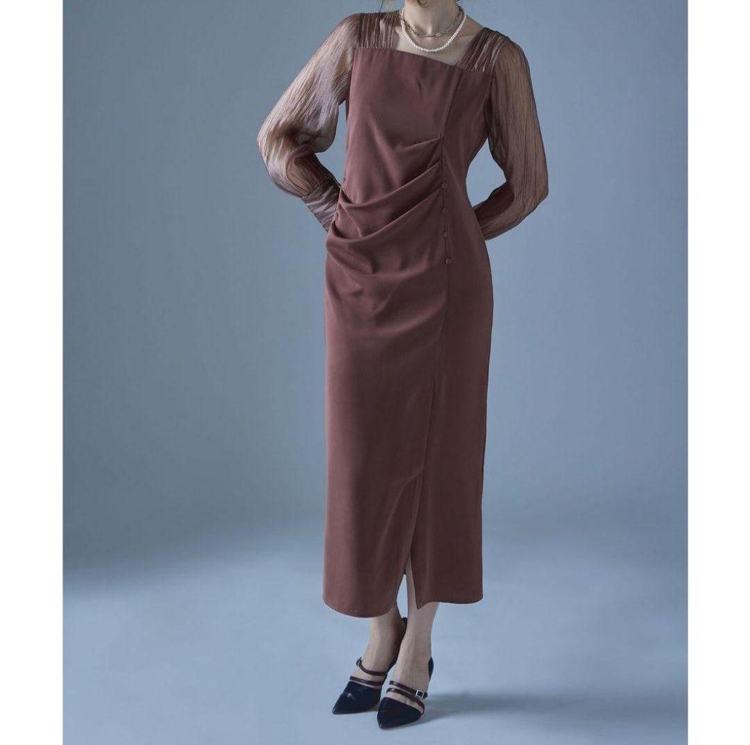 【極美品】エトル ドレープデザインIラインドレス