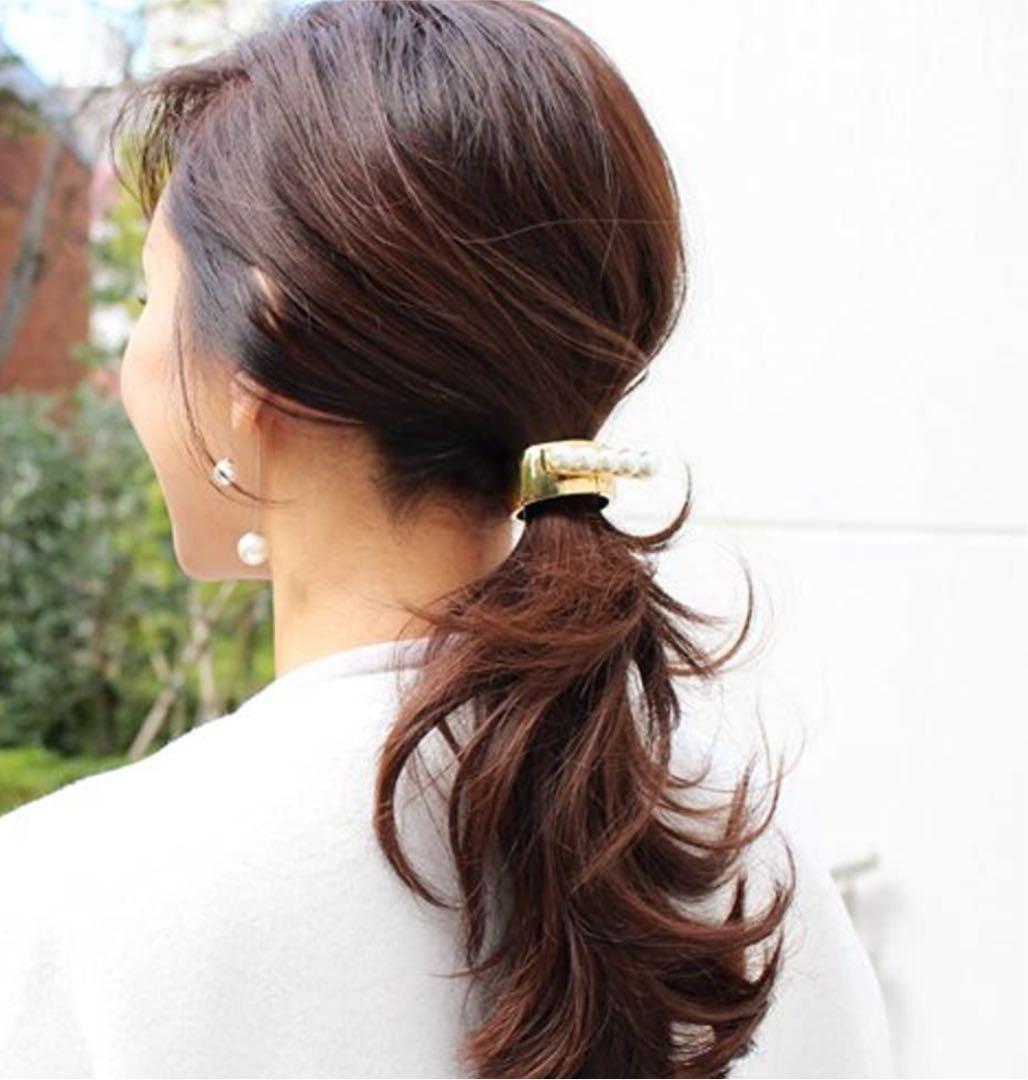 ♡Angie♡ FRANCE Luxe パール＆メタルバー カフポニー