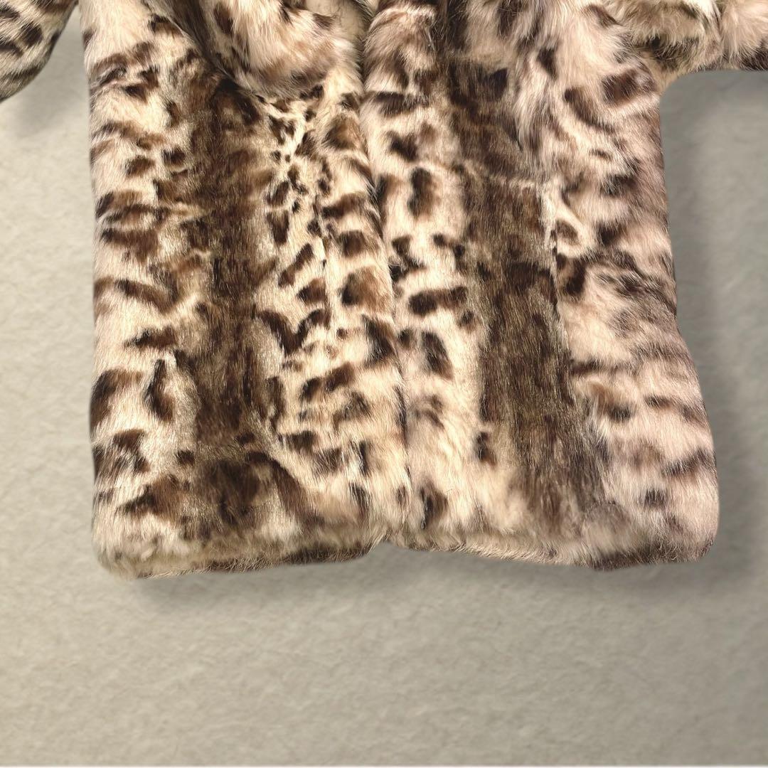 高級感◎ リアルファー ラビット雪豹 レオパード柄 細身Mサイズ　主役級