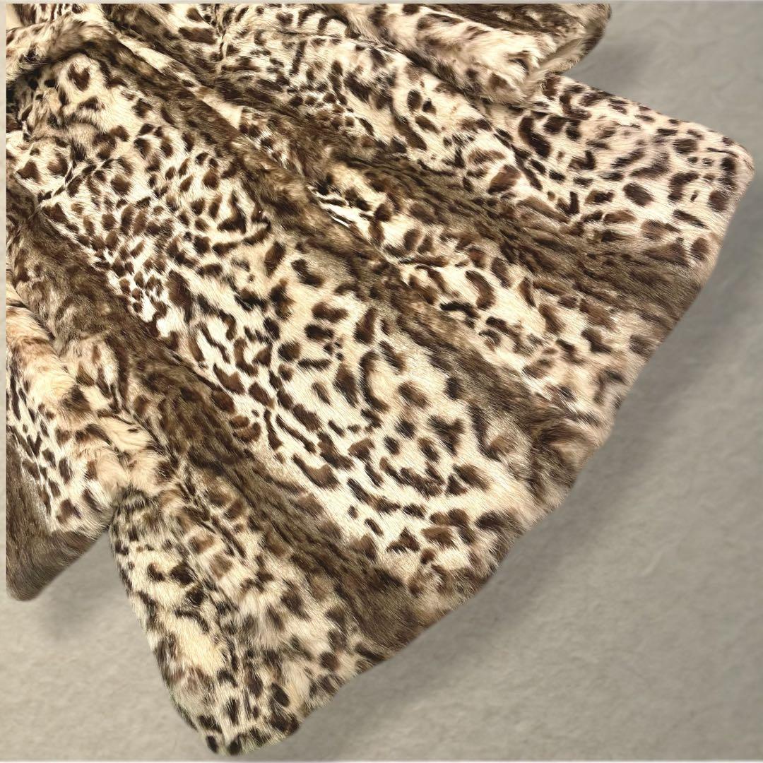 高級感◎ リアルファー ラビット雪豹 レオパード柄 細身Mサイズ　主役級