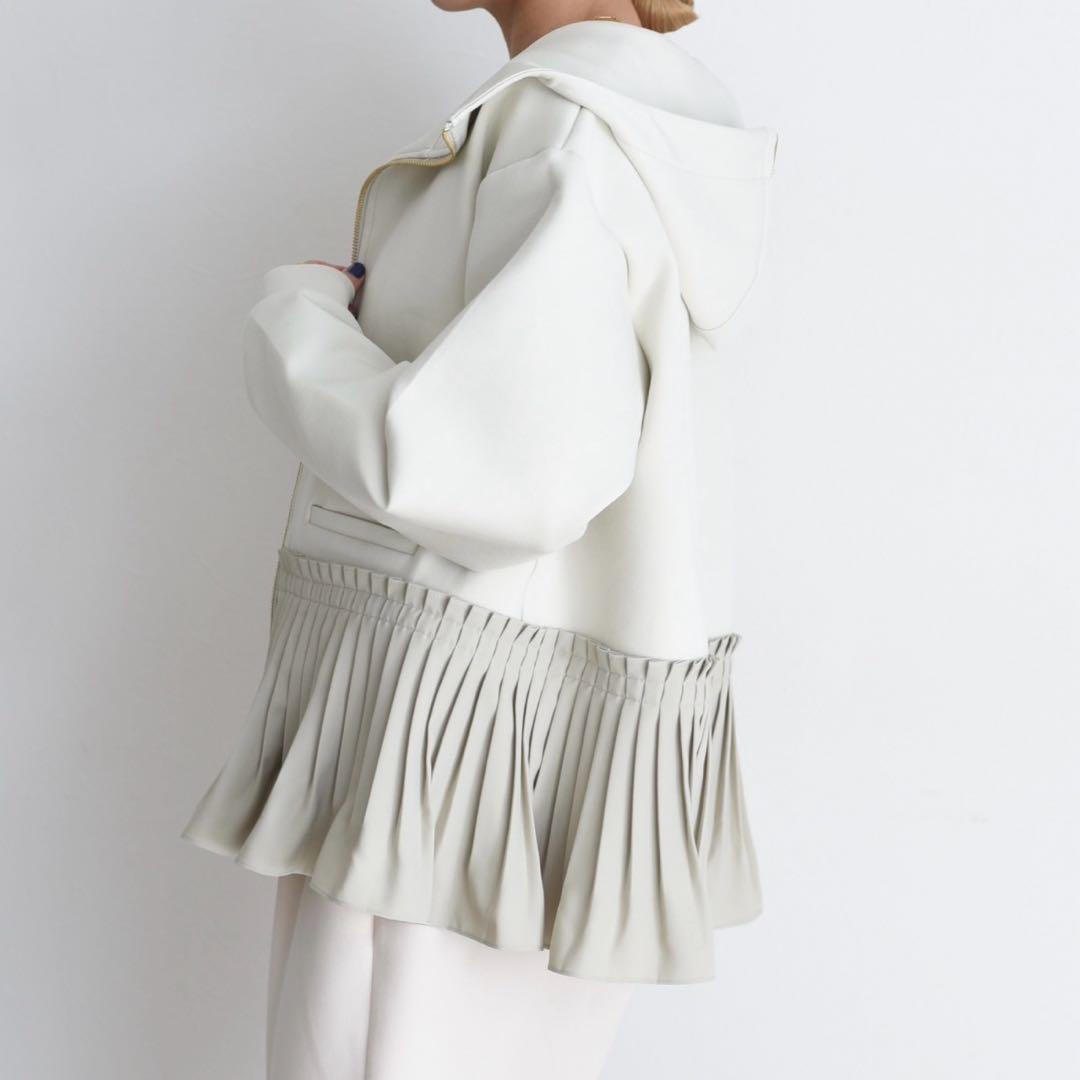 ⭐️完売品⭐️Eimee Lawプリーツヘム ダブルジップダンボールパーカー/グレー