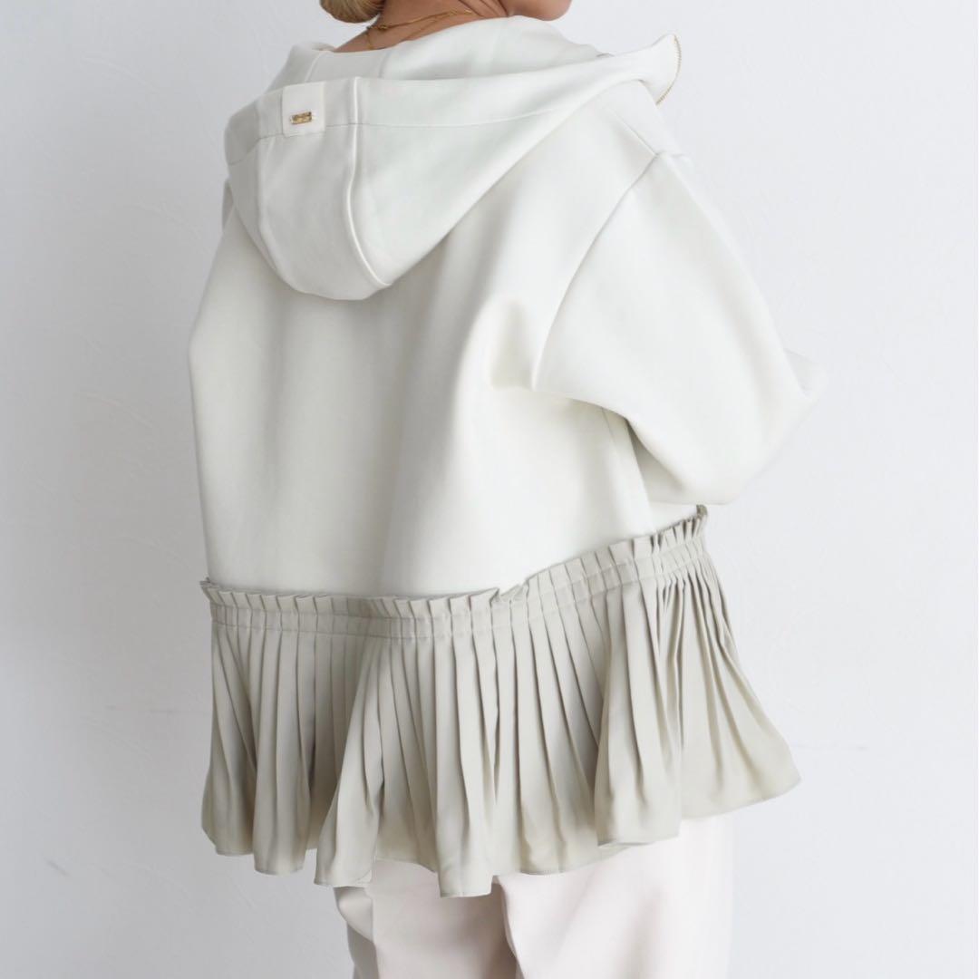 ⭐️完売品⭐️Eimee Lawプリーツヘム ダブルジップダンボールパーカー/グレー