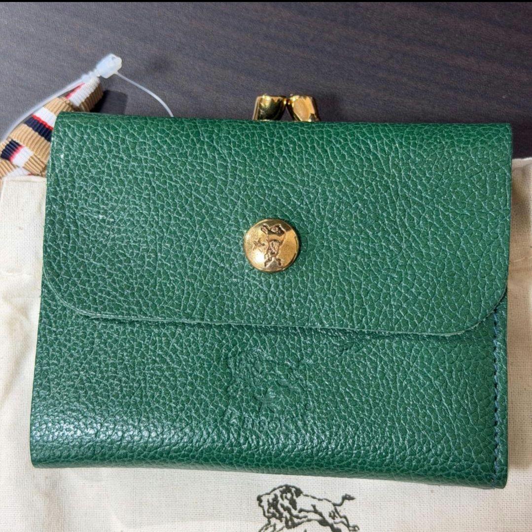 {新品未使用} イルビゾンテ 二つ折り がま口 財布 グリーン