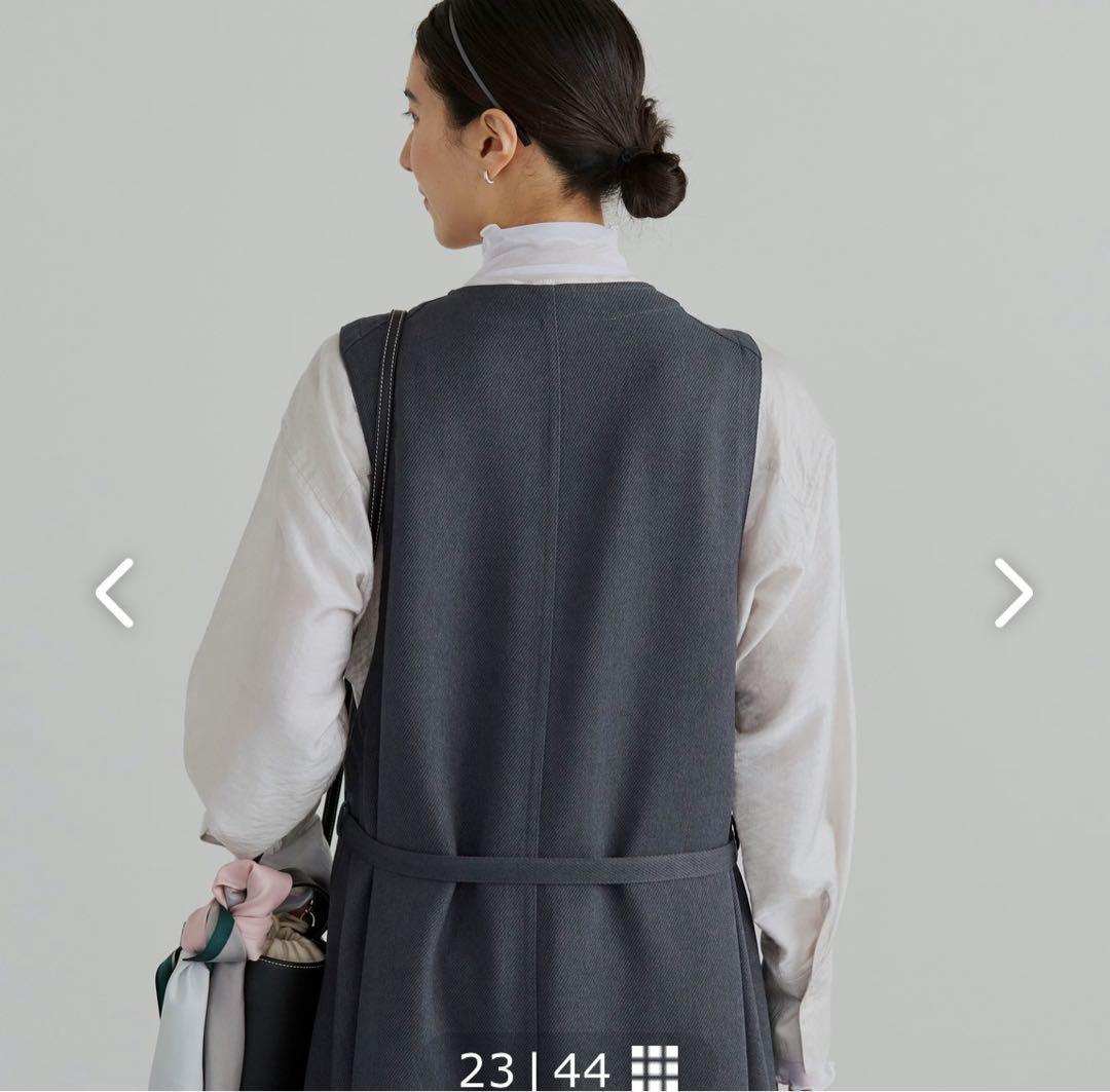 北欧暮らしの道具店　品よくまとまるジャンパースカート　グレー