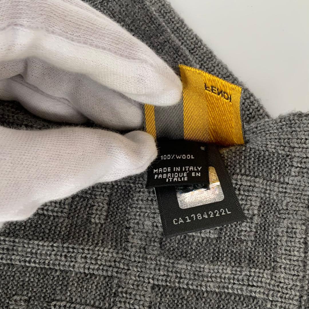 さち ☆I-4697 FENDI フェンディ グレー系 ウール マフラー