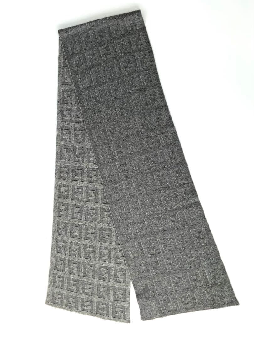さち ☆I-4697 FENDI フェンディ グレー系 ウール マフラー