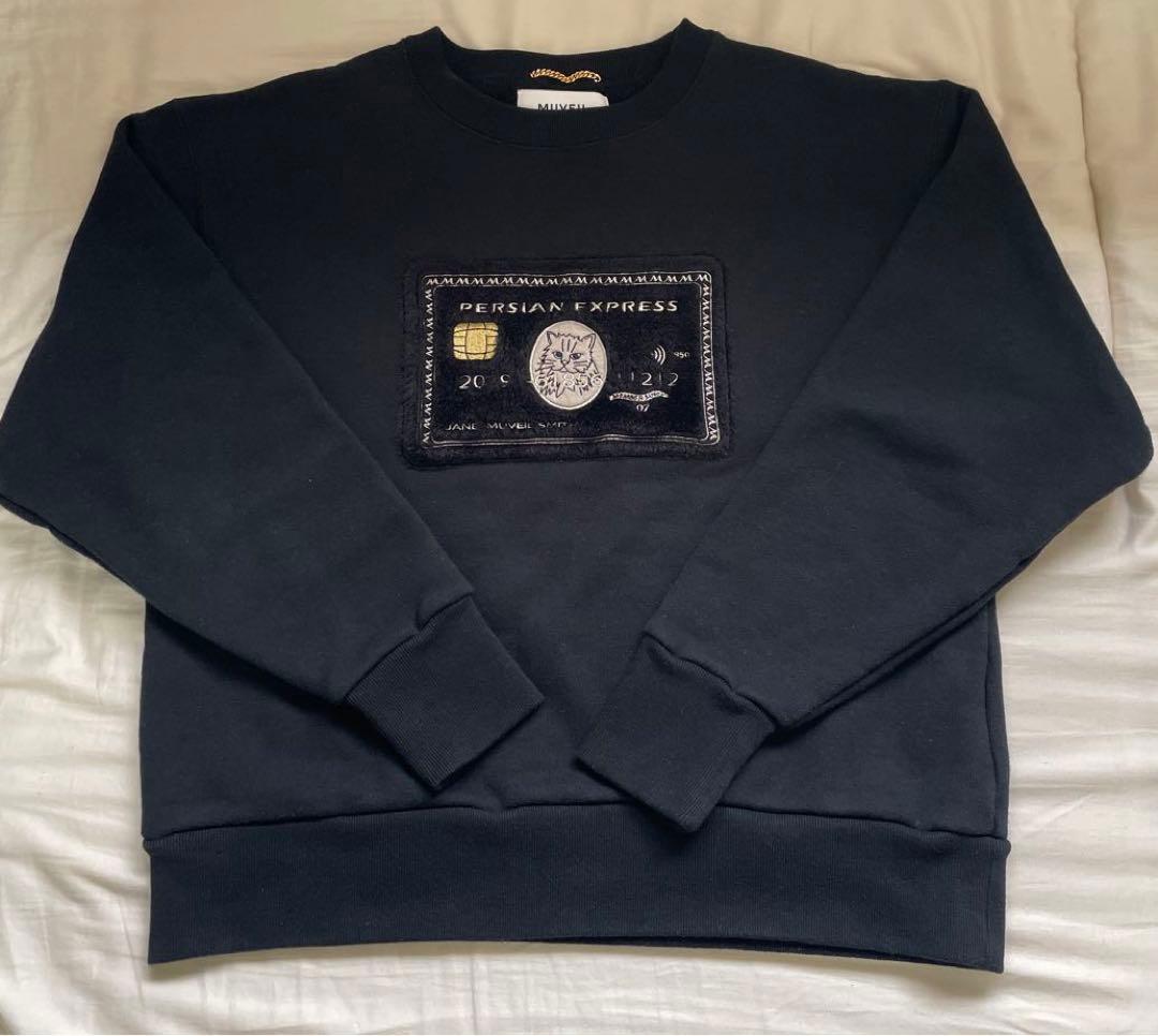 ミュベール　MUVEIL　スウェット　猫　トレーナー　黒　長袖