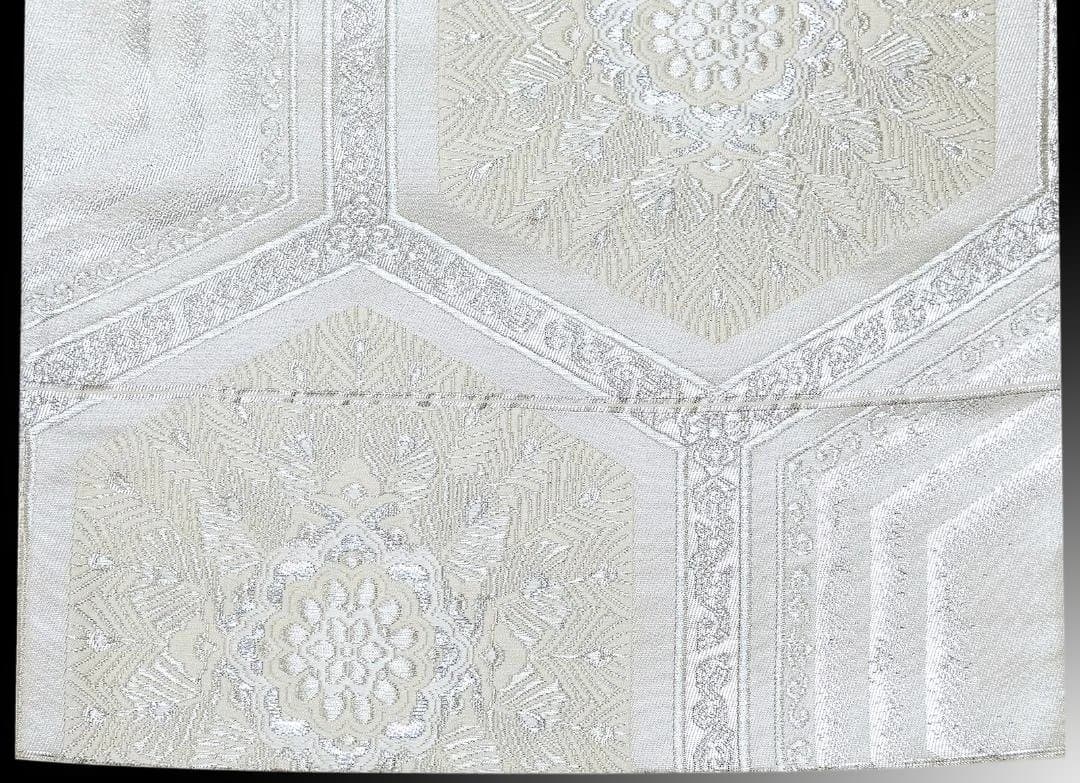 お正月値下げセール！！美品 正絹 リサイクル 礼装袋帯 銀糸 六通織 亀甲華文