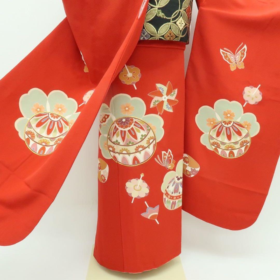 塩✺美品 正絹 七五三 ７歳 女児 四つ身着物 金駒刺繍 B19