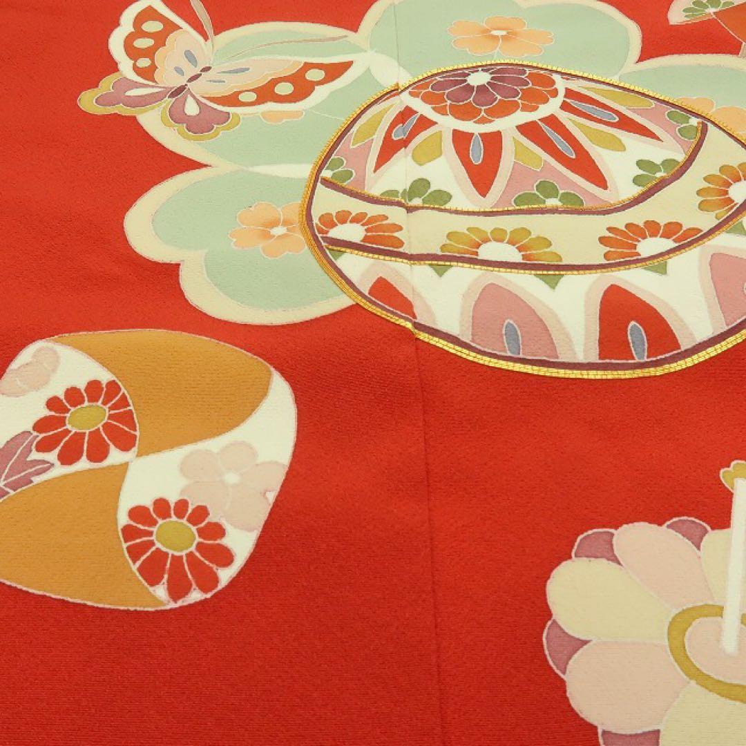 塩✺美品 正絹 七五三 ７歳 女児 四つ身着物 金駒刺繍 B19