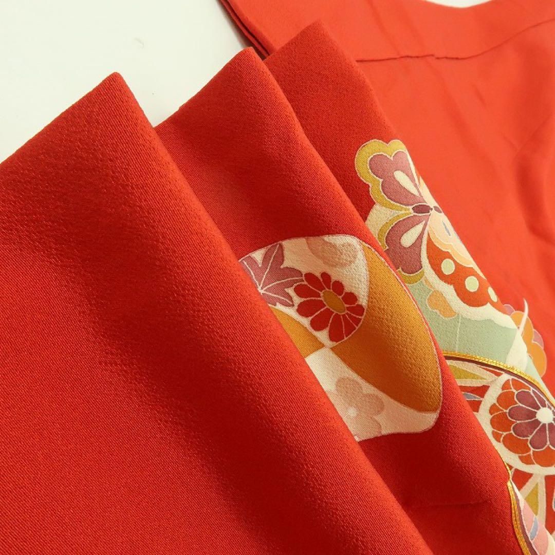 塩✺美品 正絹 七五三 ７歳 女児 四つ身着物 金駒刺繍 B19