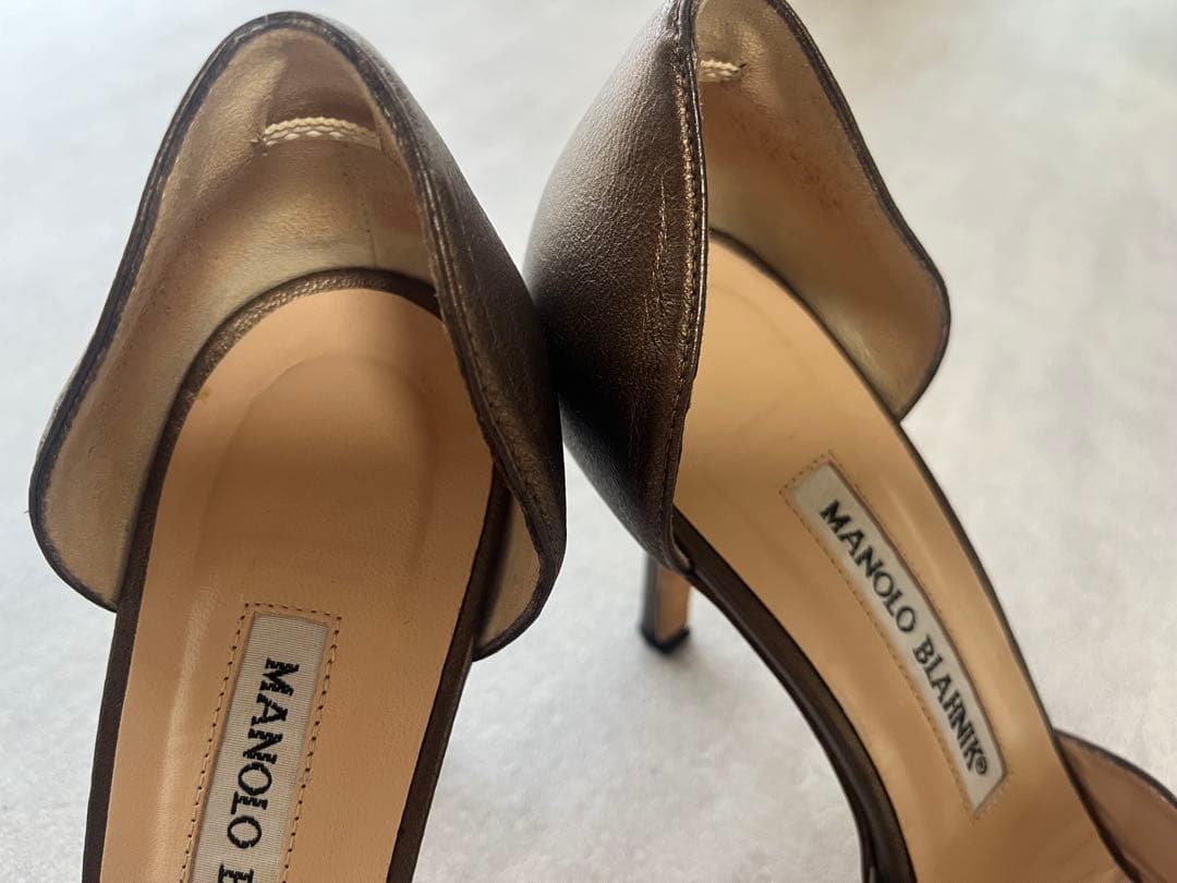 MANOLO BLAHNIK ブラウンオープントゥヒール361/2マノロブラニク