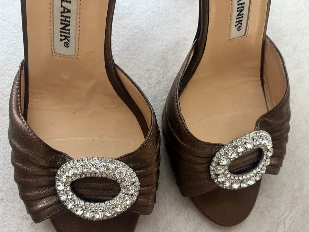 MANOLO BLAHNIK ブラウンオープントゥヒール361/2マノロブラニク