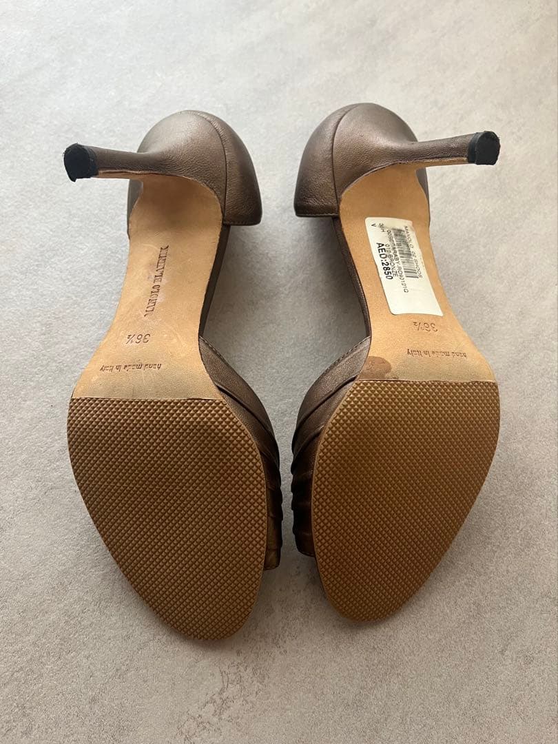 MANOLO BLAHNIK ブラウンオープントゥヒール361/2マノロブラニク