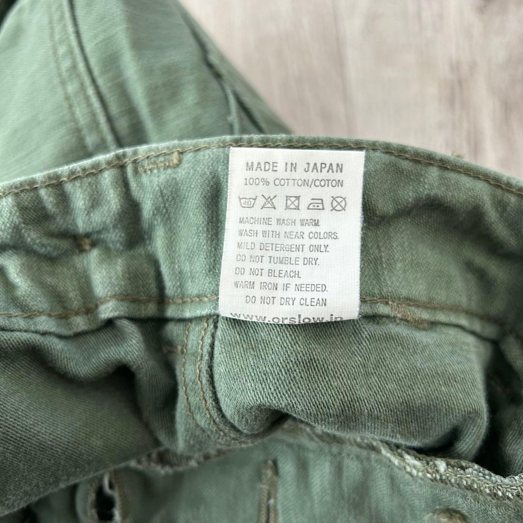 orSlow オアスロウ ベイカーパンツ ファティーグ Sオリーブ ボタンフライ