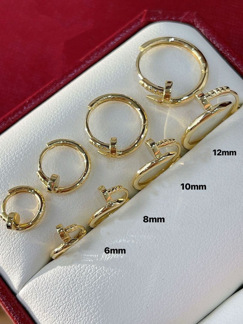 ヘイヤ K18YG 8mm 釘モチーフ　フープピアス　(ダイヤなし)