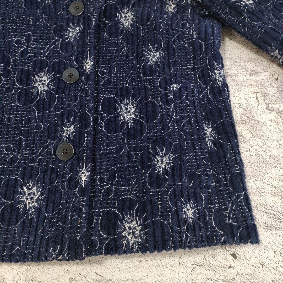 Sally Scott　フラワー刺繍 太畝コーデュロイ ノーカラージャケット