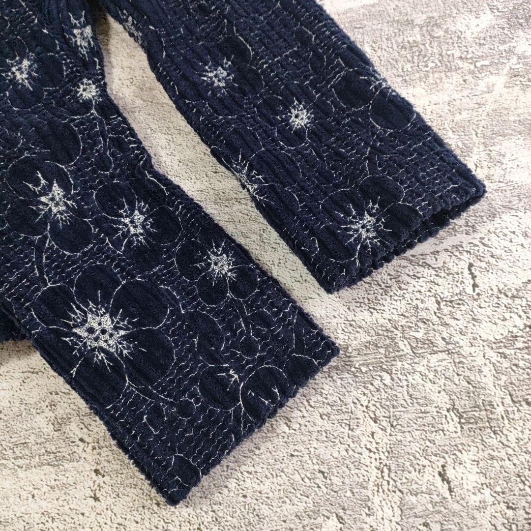 Sally Scott　フラワー刺繍 太畝コーデュロイ ノーカラージャケット