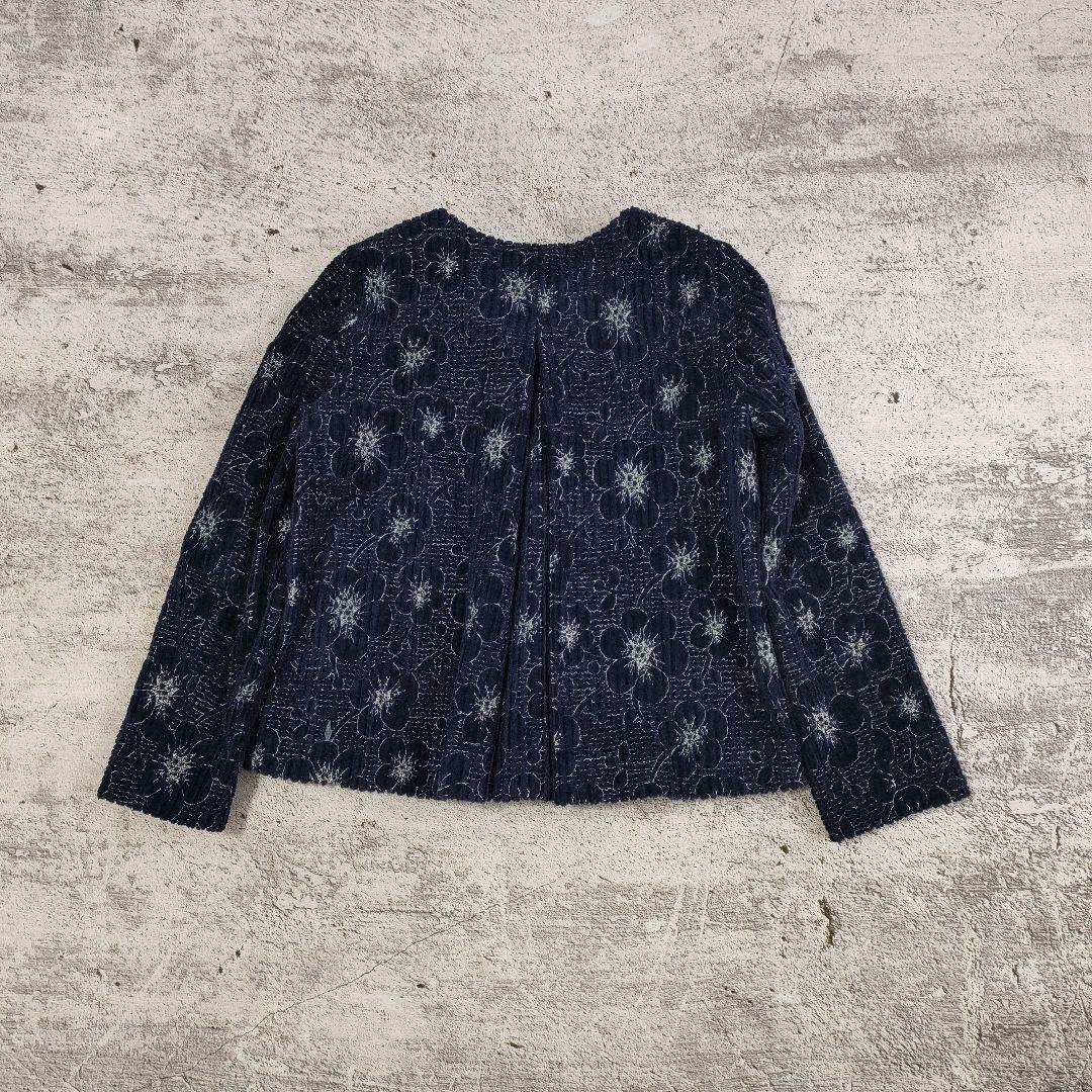 Sally Scott　フラワー刺繍 太畝コーデュロイ ノーカラージャケット