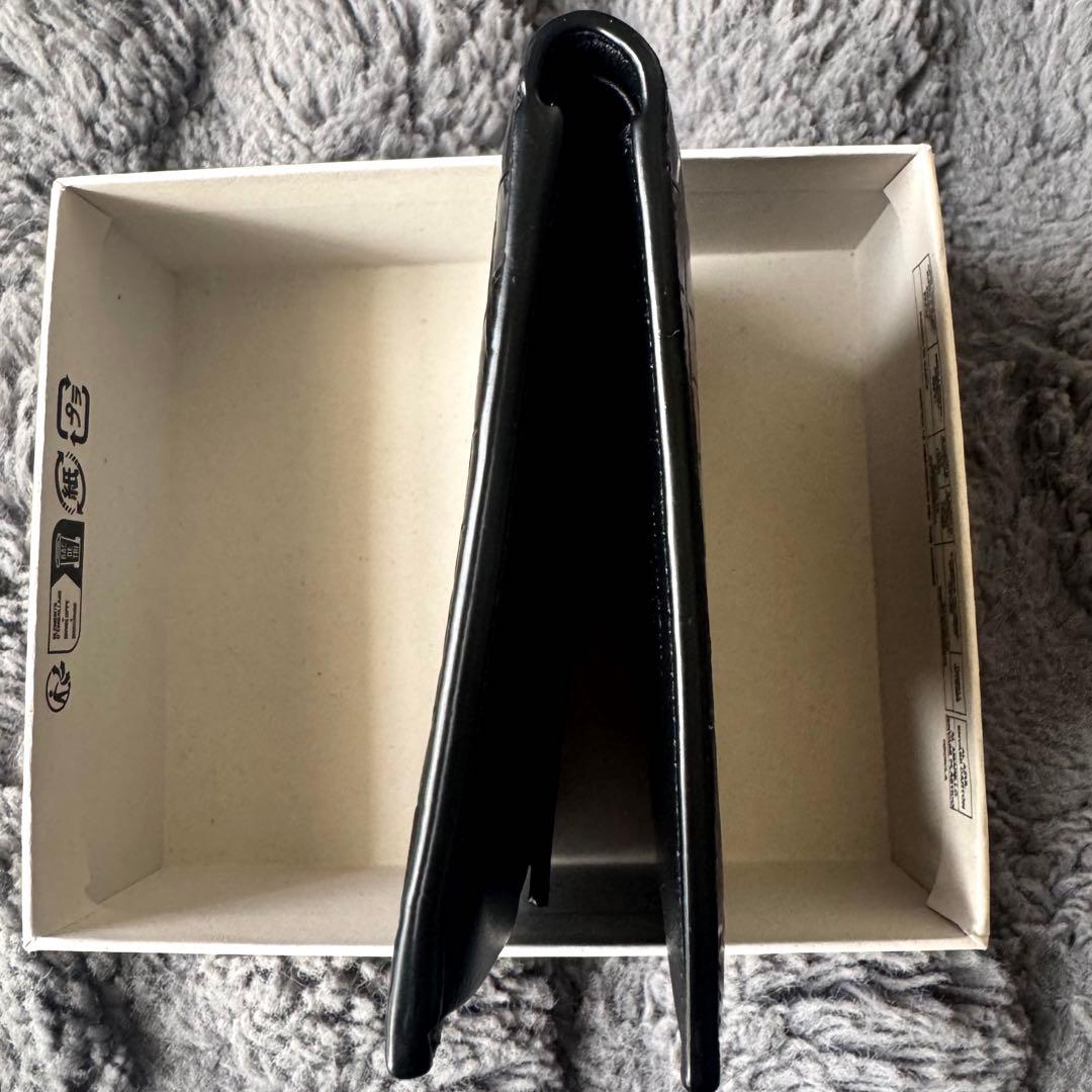 SAINT LAURENT クロコ型押し エンボスレザー 二つ折り財布 ブラック