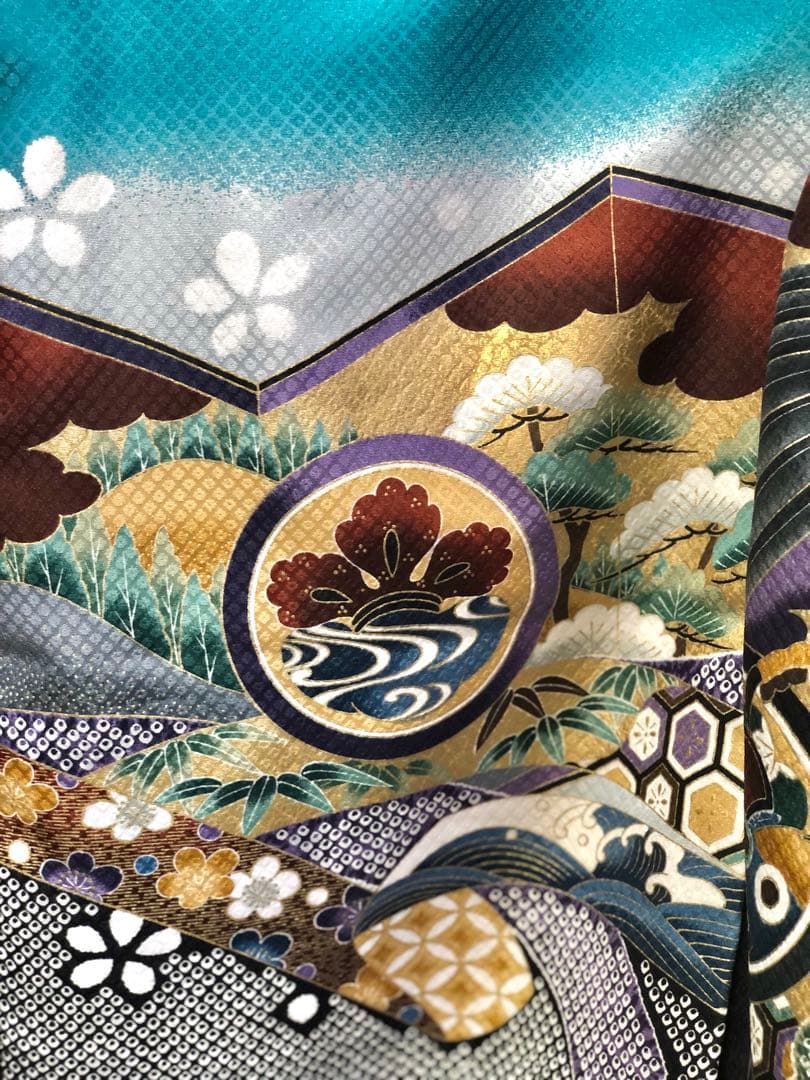 七五三　5歳　男の子　日本製　刺繍　絞り柄　羽織　着物　袴　セット　男児　五歳