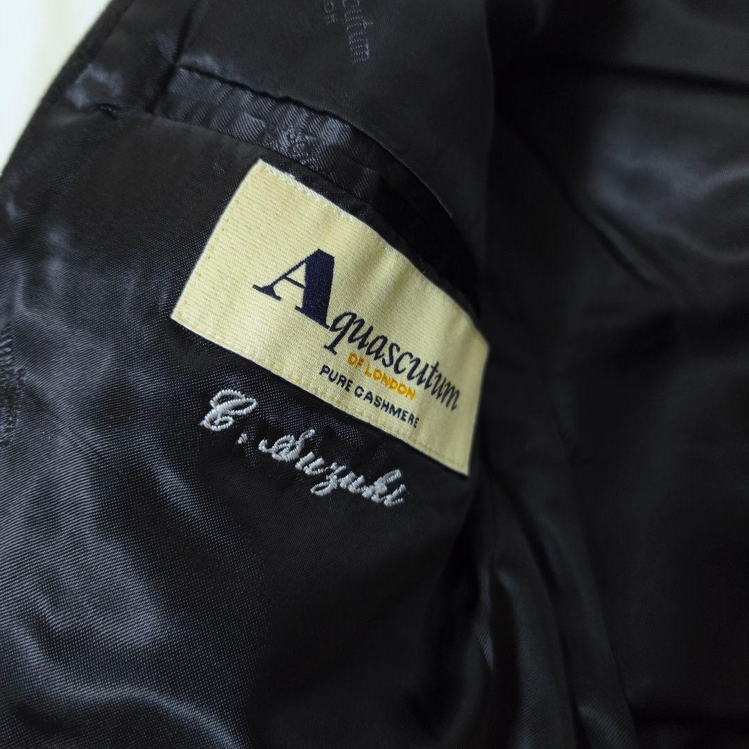 美品✨アクアスキュータム カシミヤ100% チェスターコート 比翼仕立て 黒