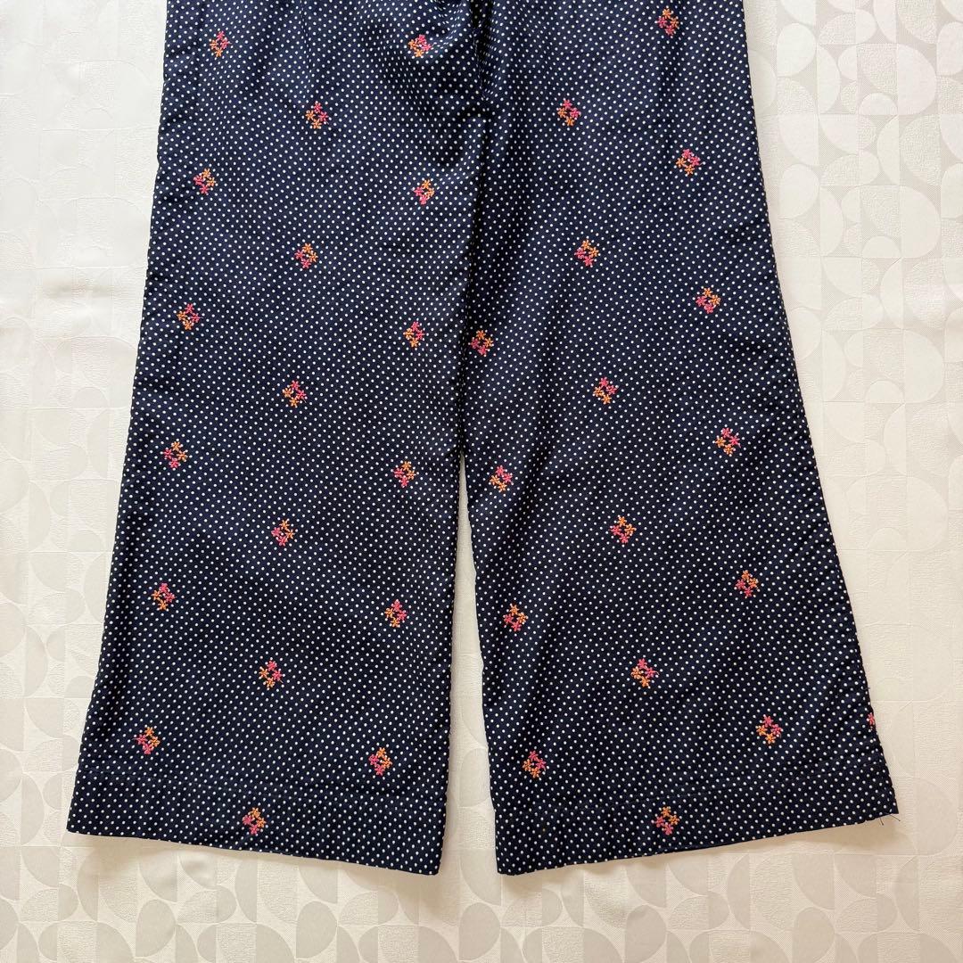 ジュンヤワタナベコムデギャルソン エンブロイダリー刺繍 ドット柄パンツ ネイビー