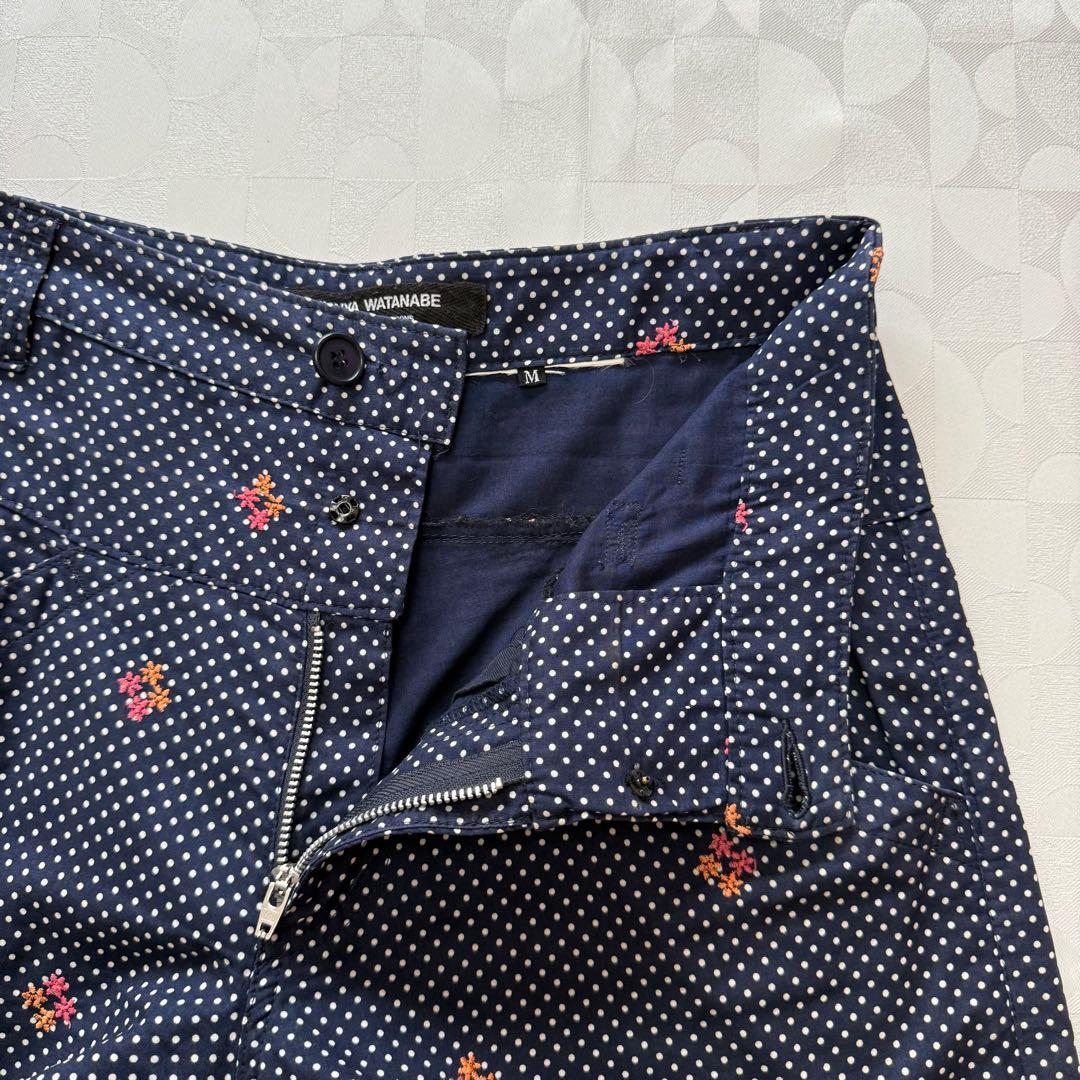 ジュンヤワタナベコムデギャルソン エンブロイダリー刺繍 ドット柄パンツ ネイビー